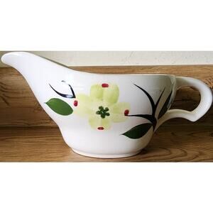 Blue Ridge USA Southern Pottery Dixie Dogwood Gravy Boat Hand-Painted Vintage